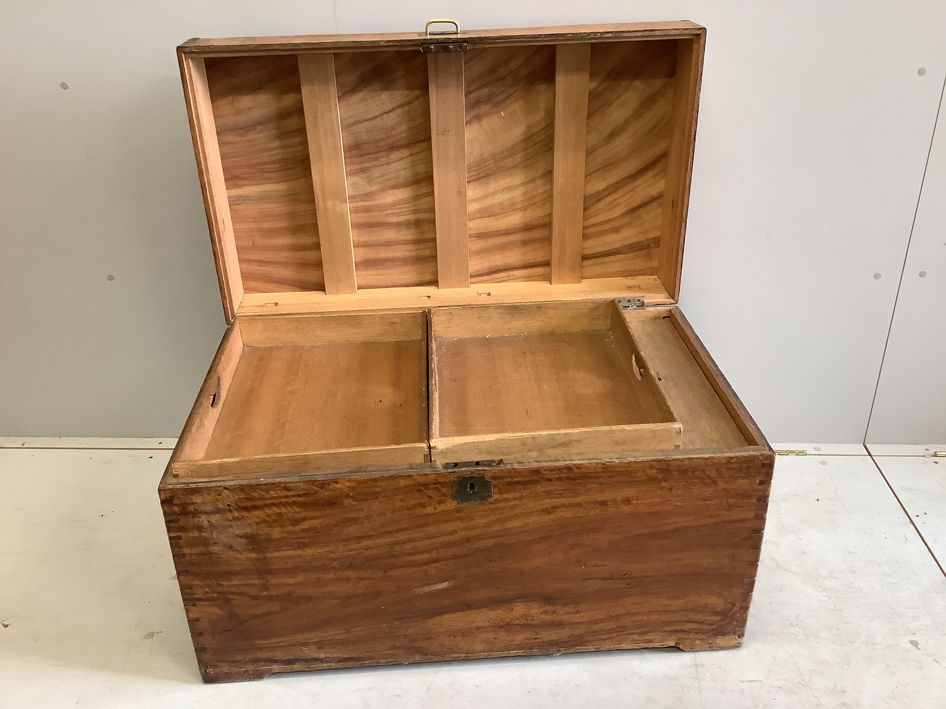 A 19th century brass mounted rectangular camphorwood trunk, width 96cm, depth 55cm, height 55cm